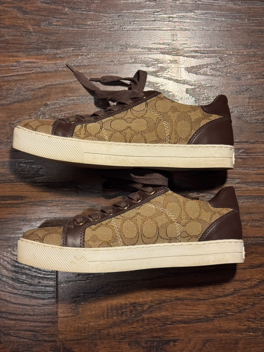 Coach Brown Signature Monogram Low-Top Sneakers, Sz 8.5 - Picture 11 of 14